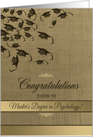 Master’s Degree in Psychology Graduation Congratulations, Caps on Gold card
