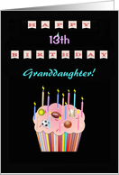 13th Birthday Granddaughter Sports Theme, Cupcake with Sport Balls card