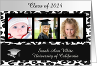 Cheetah Print Photo Card, Graduation Announcement, For Three Photos card