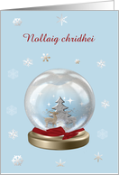 Snow Globe Deer, Tree & Snowflakes, Merry Christmas in Scottish Gaelic card