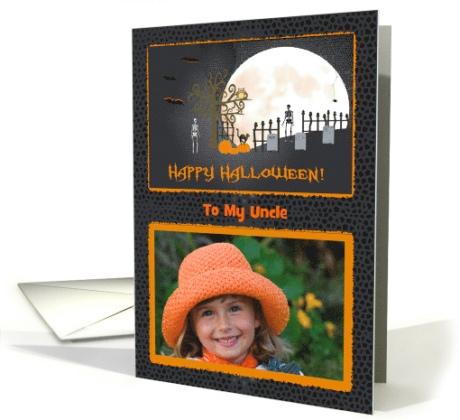 Spooky Graveyard Photo Card, Happy Halloween to Uncle card (1328922)