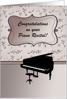 Congratulations, Piano Recital, Piano & Music Notes, Custom Text card