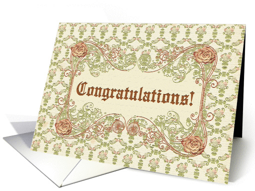 Congratulations on your Wedding, Vintage Rose Frame with Bikes card