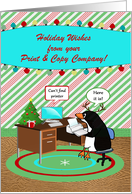 Christmas from Copier and Printer Sales & Service. Penguin in Office card