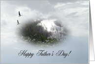 Geese Flying Over River with Flower, Father’s Day card