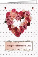 Valentine’s Day, Heart Wreath of Roses on Dots with Cupids card