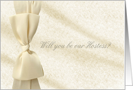 Will you be our Hostess?, Cream Bow with Flowers card