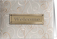 Welcome, Business, Gold Copper Curl Design card