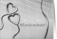 Two Hearts, Will you be our Reader? card