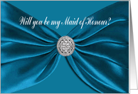 Blue Satin Sash, Will you be my Maid of Honour? card