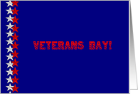 Veterans Day in Patriotic Font, Stars of Red and White on Blue card