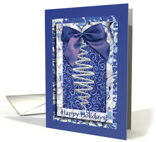 Silver and Blue Ornament, Happy Holidays card (512784)
