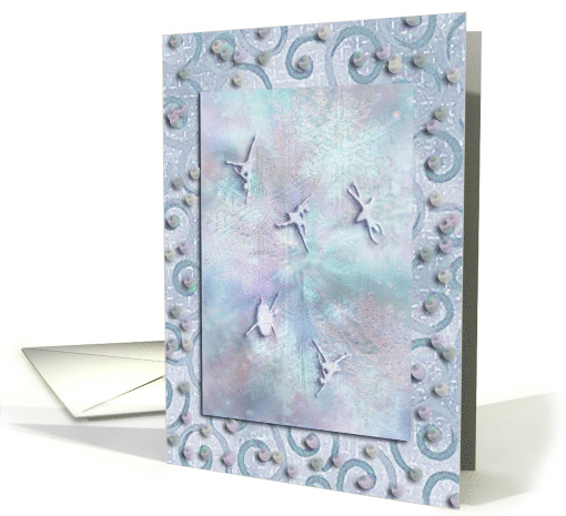 Blue Ballerina Snowflake Dance, Christmas Greetings card (513577)