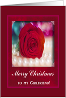 Merry Christmas to Girlfriend, Red Rose and Pearls card