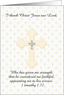 Ordination for Minister, Cross, Custom Text, Pastel Yellow & Blue card