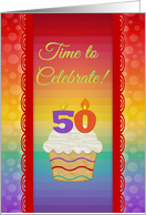 Cupcake with Number Candles, Time to Celebrate 50 Years Old Invitation card