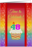 Cupcake with Number Candles, Time to Celebrate 48 Years Old Invitation card