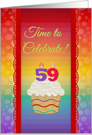 Colorful Cupcake, Time to Celebrate 59 Years Old Invitation card