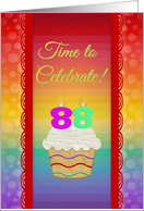 Cupcake with Number Candles, Time to Celebrate 88 Years Old Invitation card