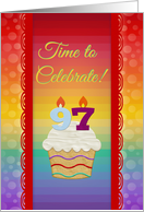 Cupcake with Number Candles, Time to Celebrate 97 Years Old Invitation card