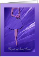 Deep Purple Dress with Bouquet, Will you be my Maid of Honour? card