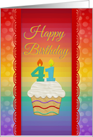 41 Years Old, Colorful Cupcake, Birthday Greetings card