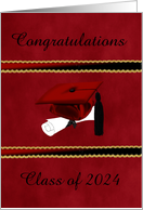 Class of 2024, Cap and Diploma, Graduation Congratulations, Red card