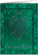 55th Anniversary Invitation, Painted Jeweled Like Heart, Emerald card