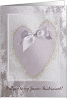 Lavender Heart with Bow, Junior Bridesmaid card