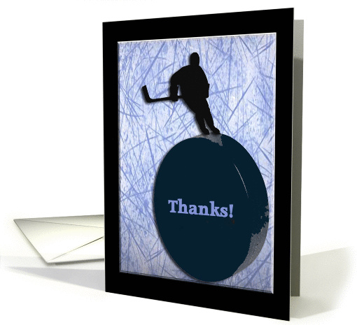 Ice Hockey Team Manager Thank You, Player on Puck card (588246)