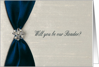 Blue Satin Ribbon with Jewel, Reader card