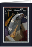 Eagle Profile with American Flag with Tassels, Happy Memorial Day card