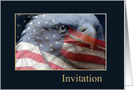 Eagle Close up with American Flag, Invitation, Eagle Scout Award card