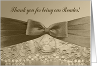 Thank you for being our Reader!, Bow on lace in Sepia card