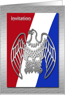 Eagle Scout Award Invitation, Silver Eagle on Red, White and Blue card