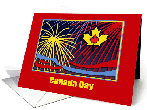 Canada Day, Maple Leaf with Fireworks card (626950)