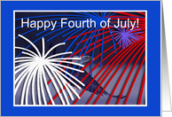 Birthday, Fourth of July, Eagle Flying with Fireworks card