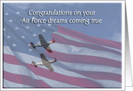 Congratulations, Air Force Commissioning, Planes with Flag card
