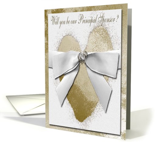 Invitation, Principal Sponsor, Gold Hearts with Bow card (630235)