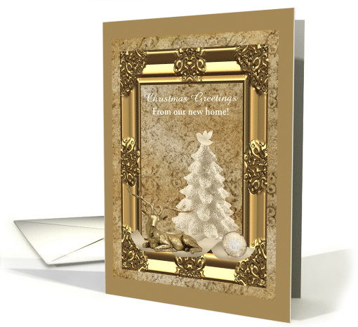 New Home, Golden Christmas Greetings, Custom Text card (693598)