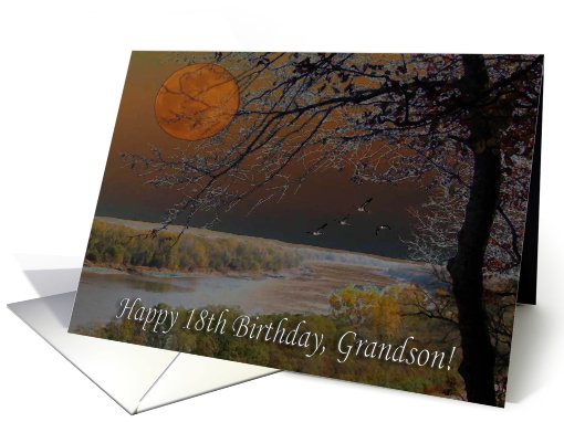 Birthday Greetings, 18th Birthday for Grandson, Down the River card