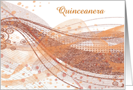 Quinceanera Invitation, Coral & Peach Glitter & Lace, Custom Text card
