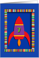 7th Birthday Party Invitation, Rocket card