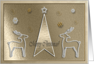 Reindeer on Gold, Merry Christmas card
