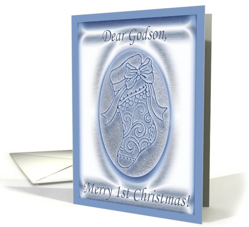 Blue Stocking, 1st Christmas to Godson card (734883)