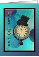 Pendulum Clock with Top Hat, New Year’s Eve Party Invitation card