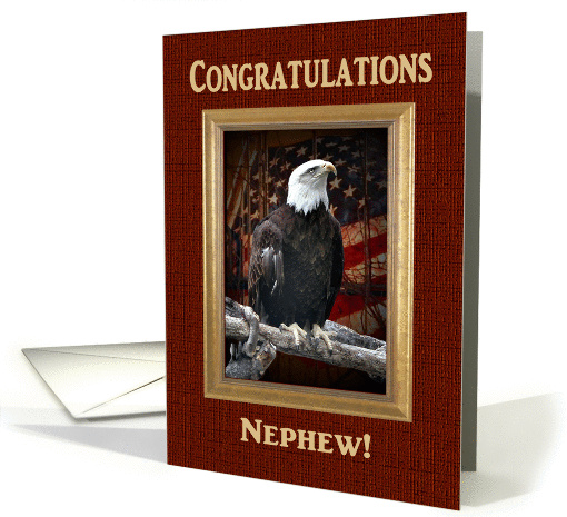 Congratulations, Nephew, Proud Eagle with Flag card (796364)