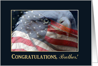 Congratulations, Brother, Eagle with Flag in the Clouds card