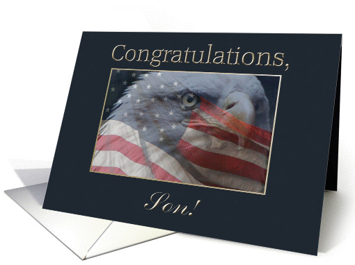 Congratulations, Son, Eagle with Flag in the Clouds card (796557)