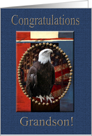 Congratulations Eagle Scout, Grandson, Proud Eagle with Stars card